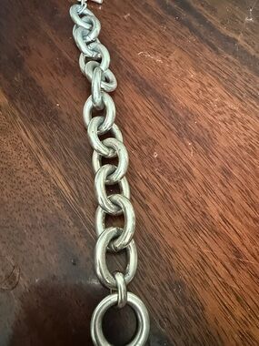 Chunky Silver Chain Bracelet - Oversized Link Detail